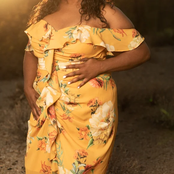 City Chic | Dresses | City Chic Yellow Floral Strapless Dress | Poshmark